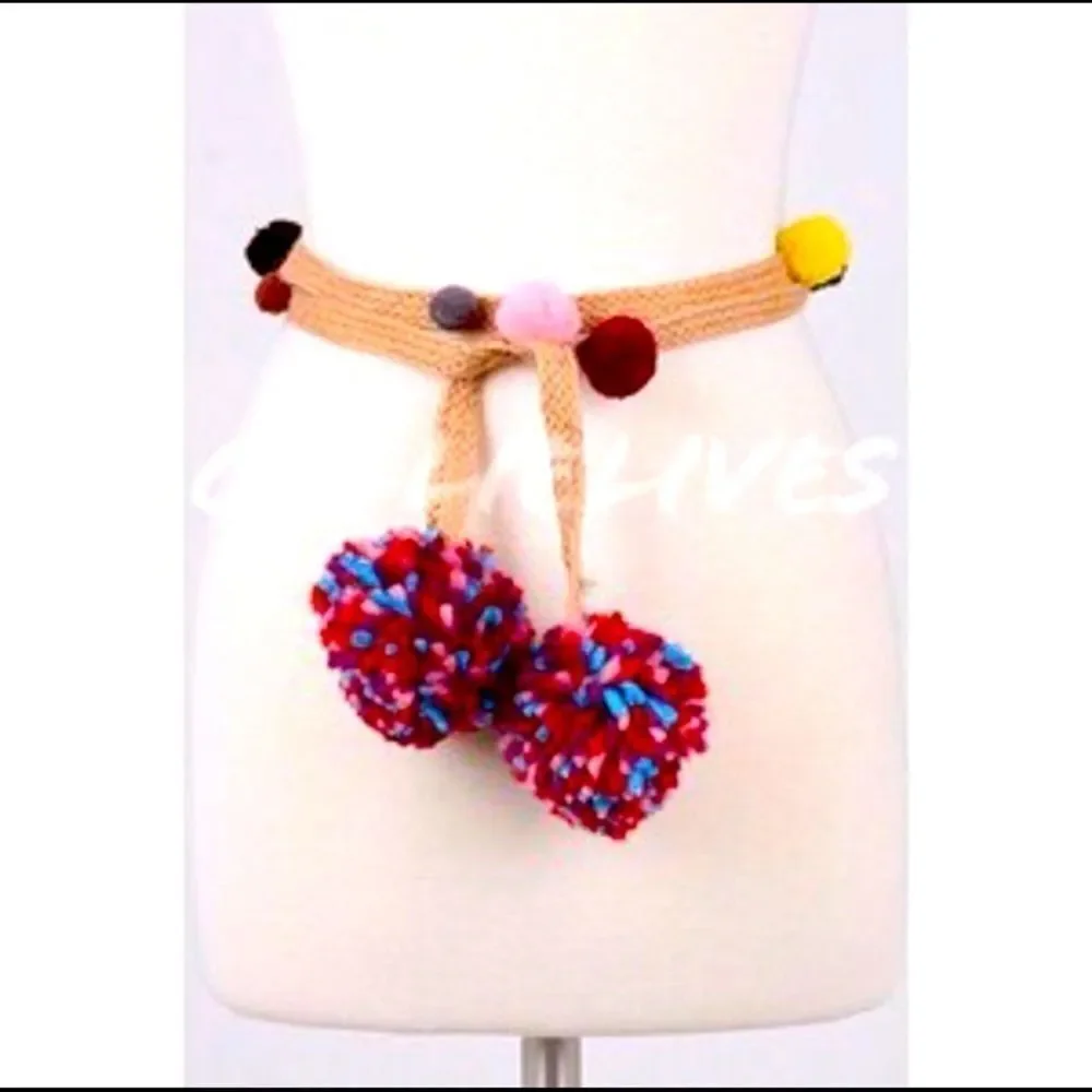 Callie Lives Hippie Boho Pom Pom Belt OS